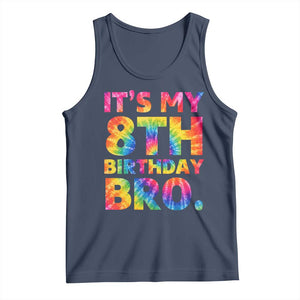 It is My 8th Birthday Bro Printed Tie Dye Graphic Tank Top 8 Years Old Bday Party Retro Hippie Rainbow