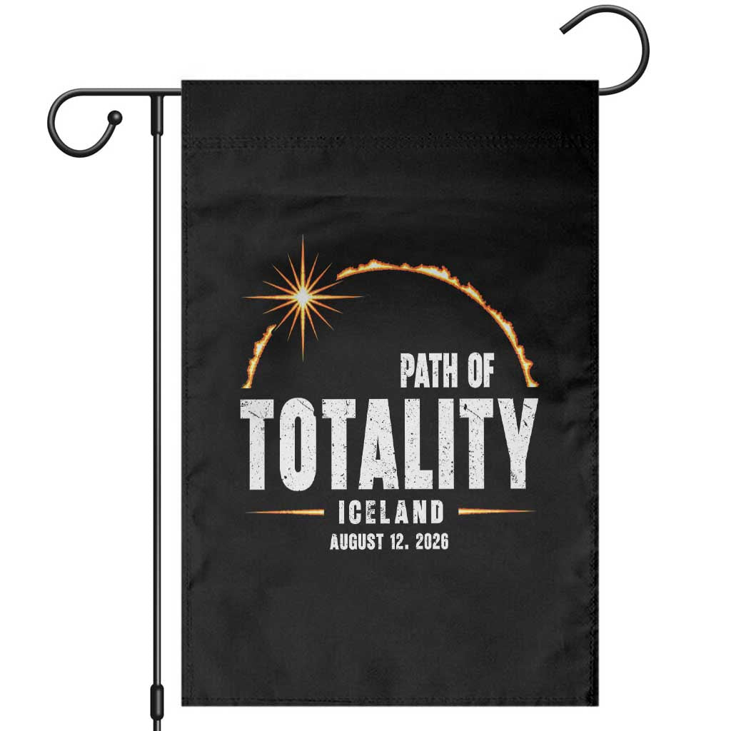 Path of Totality Iceland August 12 2026 Garden Flag Total Solar Eclipse Astronomy Travel Gift TS02 Black Print Your Wear
