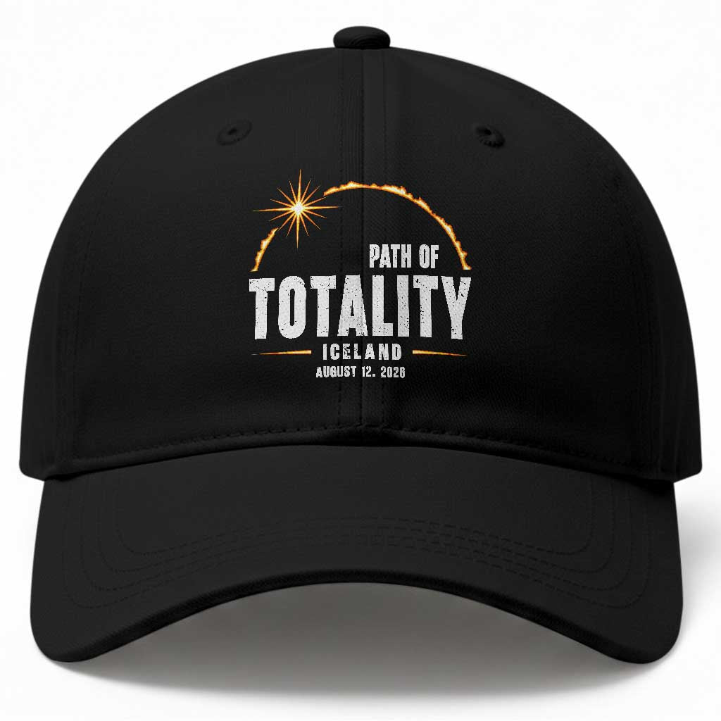 Path of Totality Iceland August 12 2026 Baseball Cap Total Solar Eclipse Astronomy Travel Gift TS02 Print Your Wear