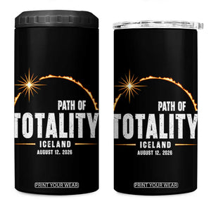 Path of Totality Iceland August 12 2026 4 in 1 Can Cooler Tumbler Total Solar Eclipse Astronomy Travel Gift