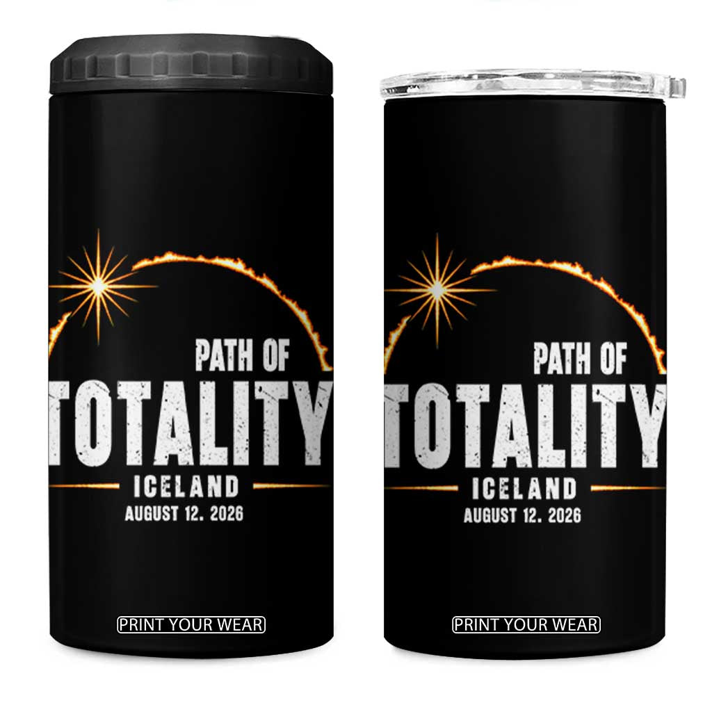 Path of Totality Iceland August 12 2026 4 in 1 Can Cooler Tumbler Total Solar Eclipse Astronomy Travel Gift