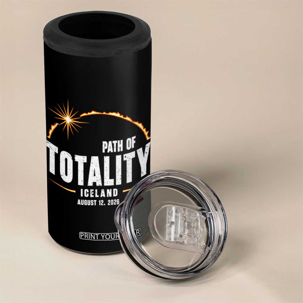 Path of Totality Iceland August 12 2026 4 in 1 Can Cooler Tumbler Total Solar Eclipse Astronomy Travel Gift
