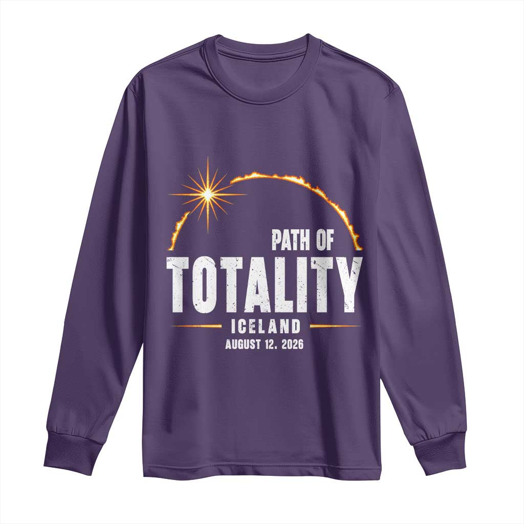 Path of Totality Iceland August 12 2026 Long Sleeve Shirt Total Solar Eclipse Astronomy Travel Gift
