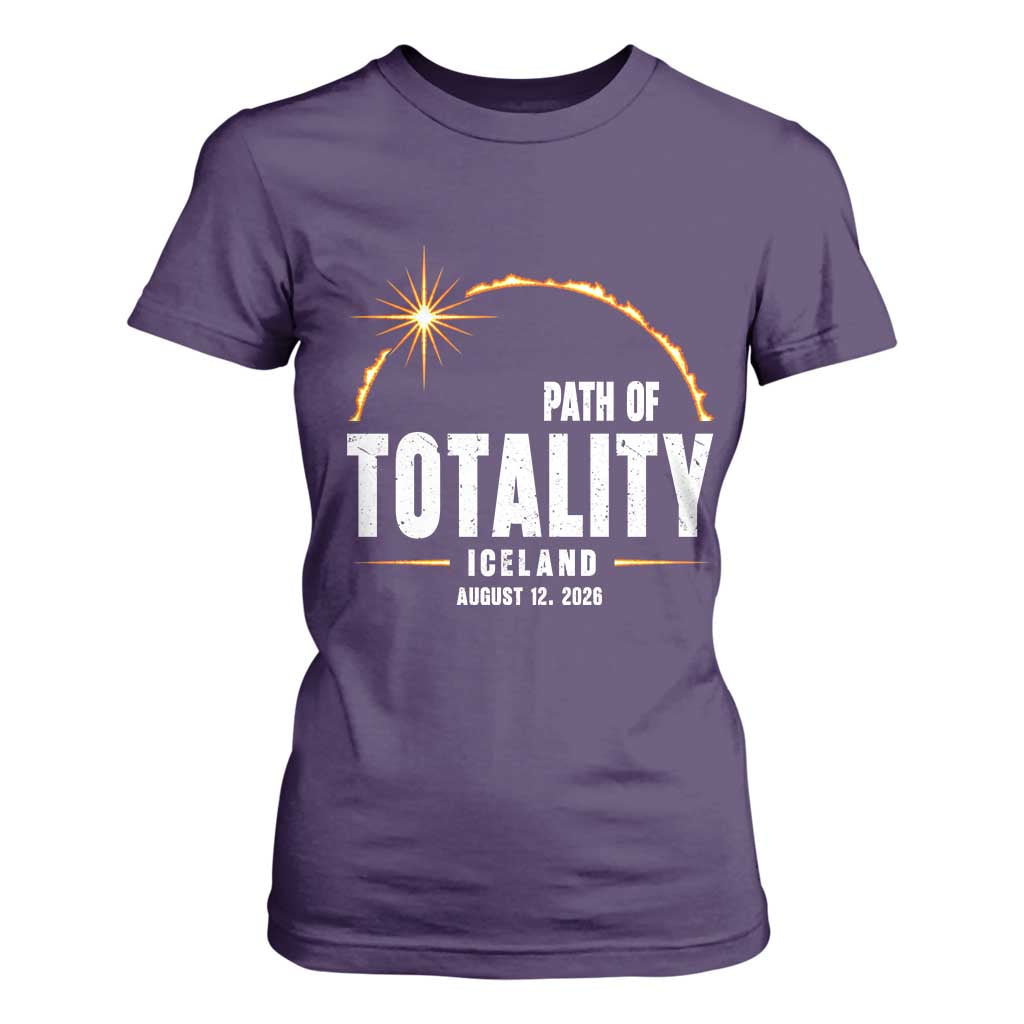 Path of Totality Iceland August 12 2026 T Shirt For Women Total Solar Eclipse Astronomy Travel Gift