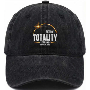 Path of Totality Iceland August 12 2026 Washed Cotton Baseball Cap Total Solar Eclipse Astronomy Travel Gift