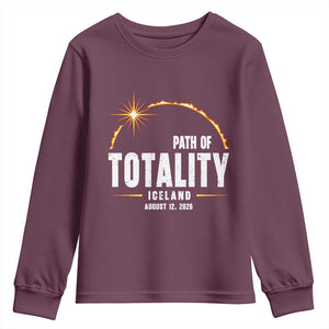 Path of Totality Iceland August 12 2026 Youth Sweatshirt Total Solar Eclipse Astronomy Travel Gift