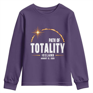 Path of Totality Iceland August 12 2026 Youth Sweatshirt Total Solar Eclipse Astronomy Travel Gift