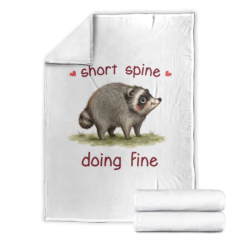 Cute Watercolor Jimothy the Raccoon Inspirational Throw Blanket Short Spine Doing Fine Viral Seattle Trash Panda Supporter TS02 White Print Your Wear