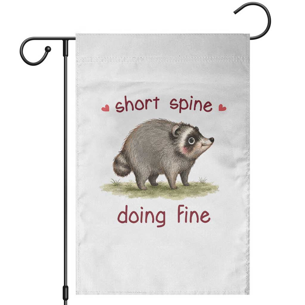 Cute Watercolor Jimothy the Raccoon Inspirational Garden Flag Short Spine Doing Fine Viral Seattle Trash Panda Supporter TS02 White Print Your Wear