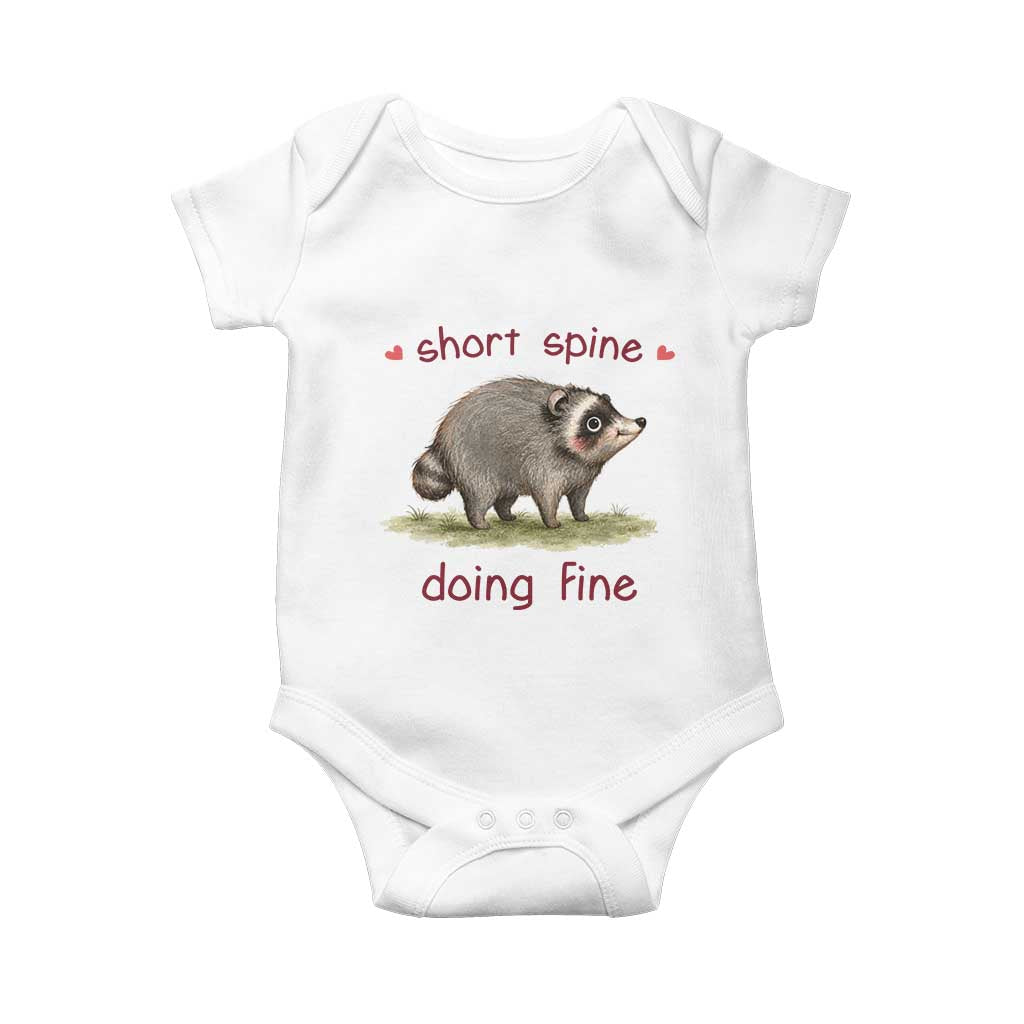 Cute Watercolor Jimothy the Raccoon Inspirational Baby Onesie Short Spine Doing Fine Viral Seattle Trash Panda Supporter TS02 White Print Your Wear