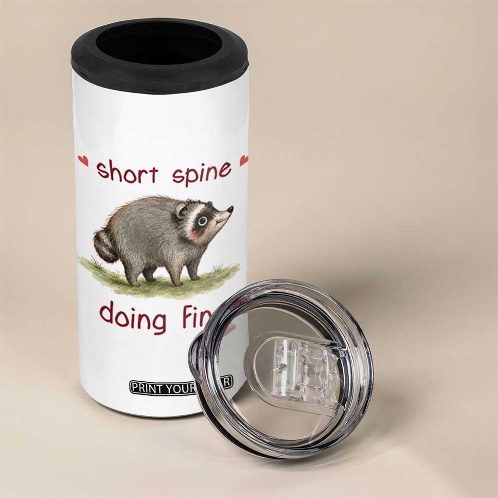 Cute Watercolor Jimothy the Raccoon Inspirational 4 in 1 Can Cooler Tumbler Short Spine Doing Fine Viral Seattle Trash Panda Supporter