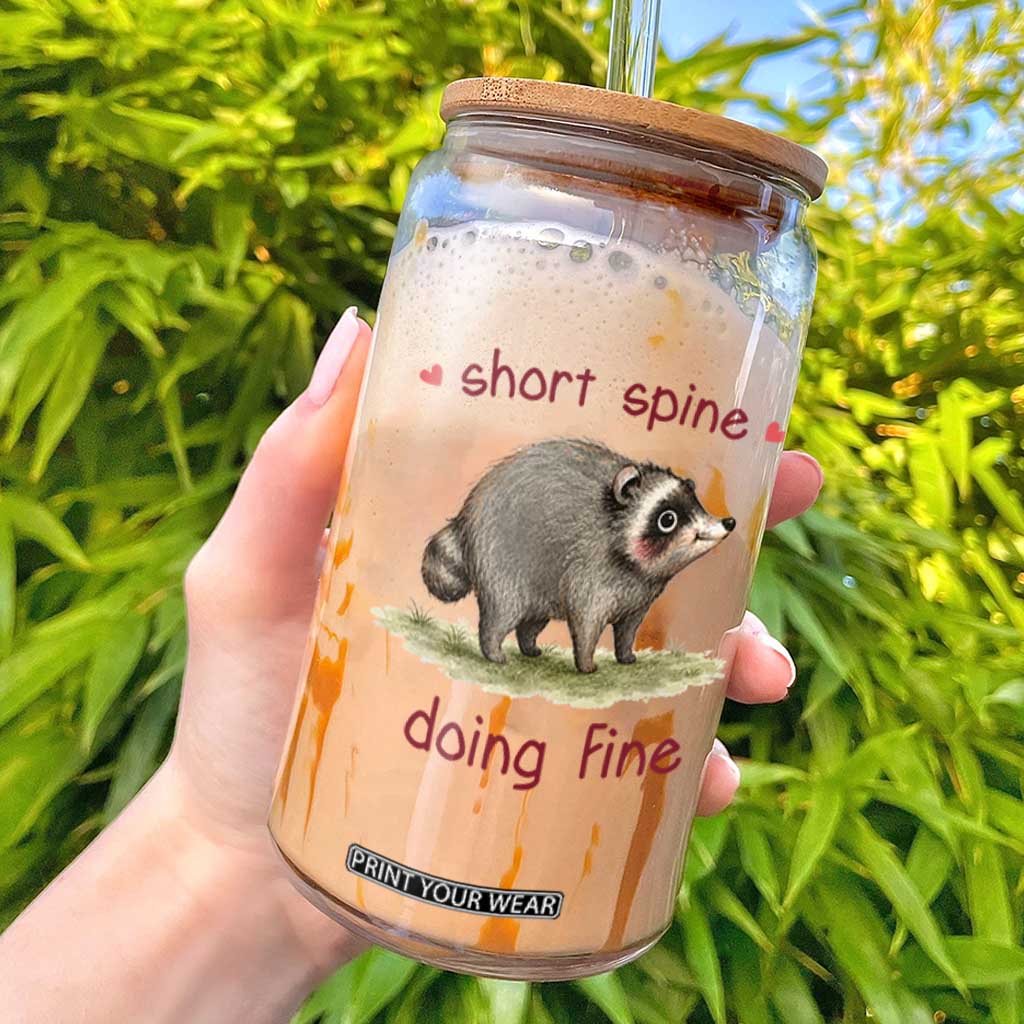 Cute Watercolor Jimothy the Raccoon Inspirational Glass Can Short Spine Doing Fine Viral Seattle Trash Panda Supporter TS02 White Print Your Wear