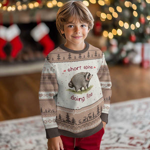 Cute Watercolor Jimothy the Raccoon Inspirational Ugly Christmas Sweater Short Spine Doing Fine Viral Seattle Trash Panda Supporter