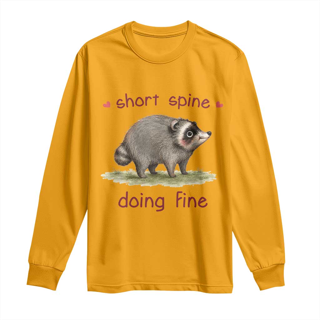 Cute Watercolor Jimothy the Raccoon Inspirational Long Sleeve Shirt Short Spine Doing Fine Viral Seattle Trash Panda Supporter