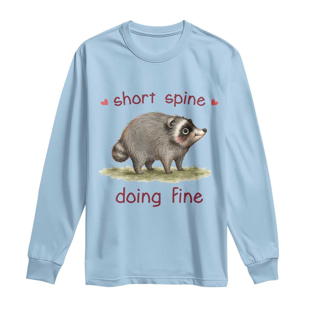 Cute Watercolor Jimothy the Raccoon Inspirational Long Sleeve Shirt Short Spine Doing Fine Viral Seattle Trash Panda Supporter