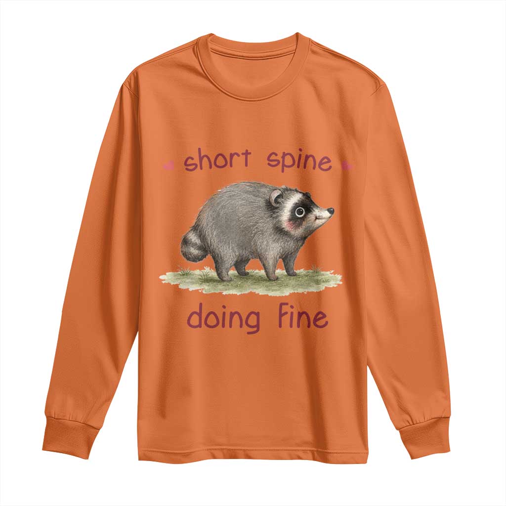 Cute Watercolor Jimothy the Raccoon Inspirational Long Sleeve Shirt Short Spine Doing Fine Viral Seattle Trash Panda Supporter