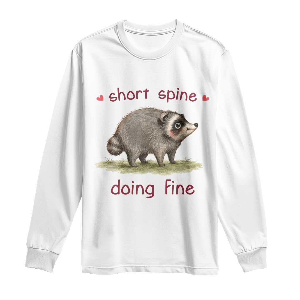 Cute Watercolor Jimothy the Raccoon Inspirational Long Sleeve Shirt Short Spine Doing Fine Viral Seattle Trash Panda Supporter TS02 White Print Your Wear