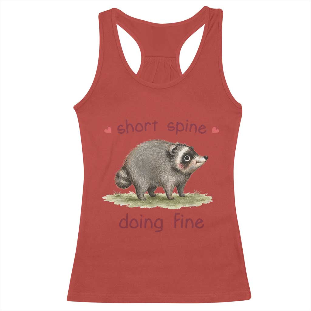 Cute Watercolor Jimothy the Raccoon Inspirational Racerback Tank Top Short Spine Doing Fine Viral Seattle Trash Panda Supporter
