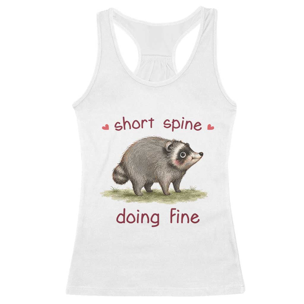 Cute Watercolor Jimothy the Raccoon Inspirational Racerback Tank Top Short Spine Doing Fine Viral Seattle Trash Panda Supporter TS02 White Print Your Wear