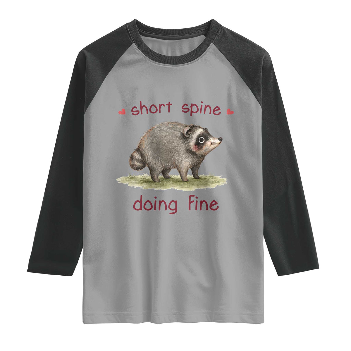 Cute Watercolor Jimothy the Raccoon Inspirational Raglan Shirt Short Spine Doing Fine Viral Seattle Trash Panda Supporter