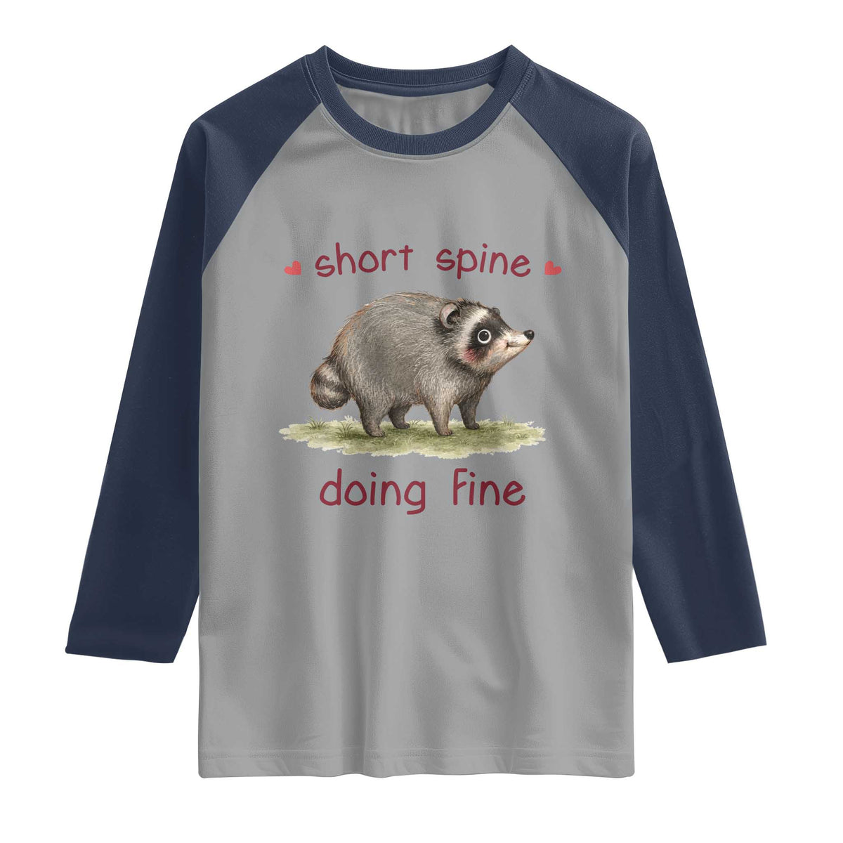 Cute Watercolor Jimothy the Raccoon Inspirational Raglan Shirt Short Spine Doing Fine Viral Seattle Trash Panda Supporter