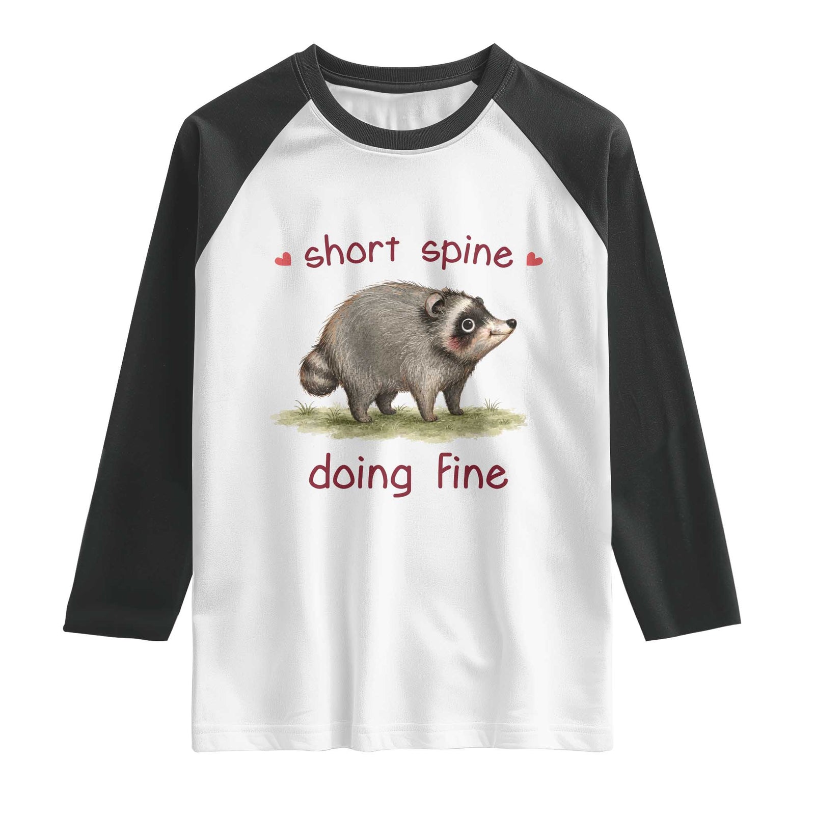 Cute Watercolor Jimothy the Raccoon Inspirational Raglan Shirt Short Spine Doing Fine Viral Seattle Trash Panda Supporter TS02 White Black Print Your Wear