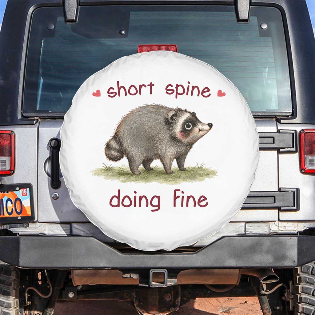 Cute Watercolor Jimothy the Raccoon Inspirational Spare Tire Cover Short Spine Doing Fine Viral Seattle Trash Panda Supporter