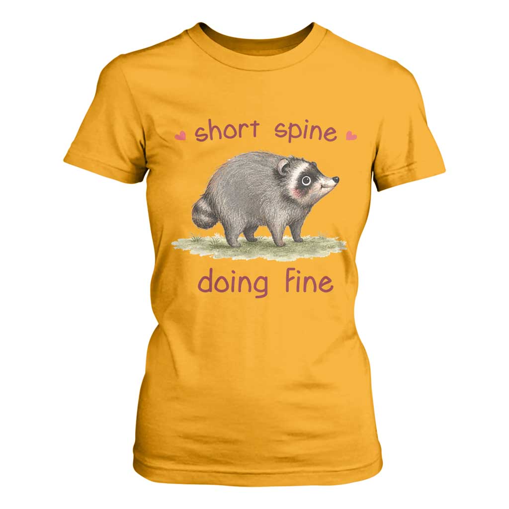 Cute Watercolor Jimothy the Raccoon Inspirational T Shirt For Women Short Spine Doing Fine Viral Seattle Trash Panda Supporter