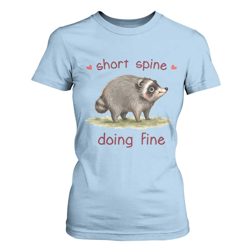 Cute Watercolor Jimothy the Raccoon Inspirational T Shirt For Women Short Spine Doing Fine Viral Seattle Trash Panda Supporter