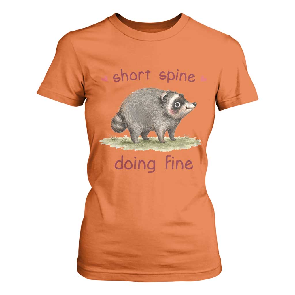 Cute Watercolor Jimothy the Raccoon Inspirational T Shirt For Women Short Spine Doing Fine Viral Seattle Trash Panda Supporter