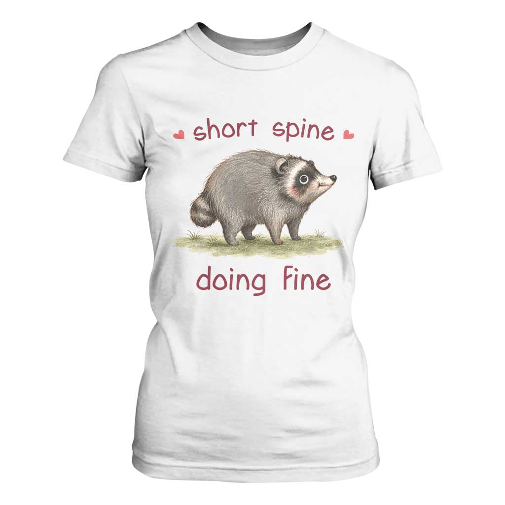 Cute Watercolor Jimothy the Raccoon Inspirational T Shirt For Women Short Spine Doing Fine Viral Seattle Trash Panda Supporter