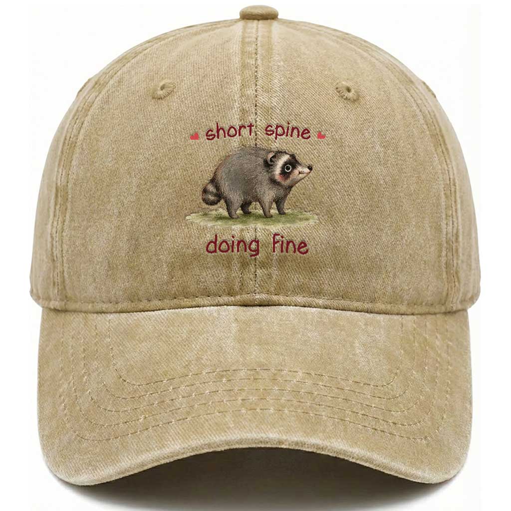Cute Watercolor Jimothy the Raccoon Inspirational Washed Cotton Baseball Cap Short Spine Doing Fine Viral Seattle Trash Panda Supporter TS02 Print Your Wear