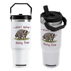 Cute Watercolor Jimothy the Raccoon Inspirational Flip Straw Tumbler Short Spine Doing Fine Viral Seattle Trash Panda Supporter