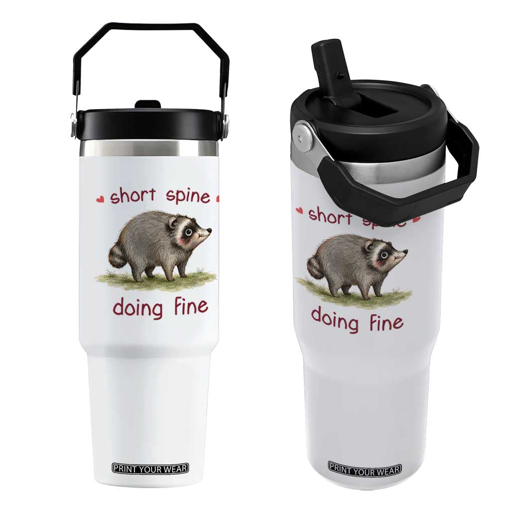 Cute Watercolor Jimothy the Raccoon Inspirational Flip Straw Tumbler Short Spine Doing Fine Viral Seattle Trash Panda Supporter TS02 One Size: 30 oz White Print Your Wear