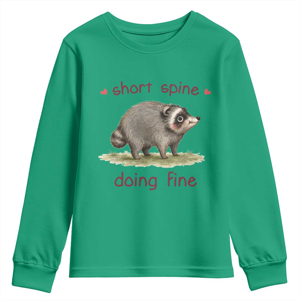 Cute Watercolor Jimothy the Raccoon Inspirational Youth Sweatshirt Short Spine Doing Fine Viral Seattle Trash Panda Supporter