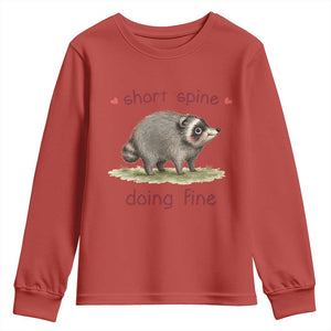 Cute Watercolor Jimothy the Raccoon Inspirational Youth Sweatshirt Short Spine Doing Fine Viral Seattle Trash Panda Supporter