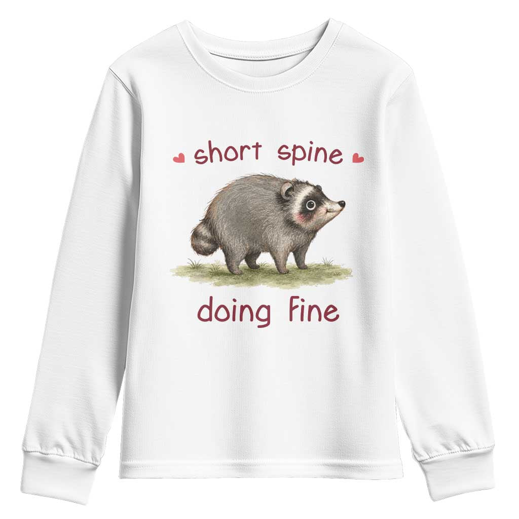 Cute Watercolor Jimothy the Raccoon Inspirational Youth Sweatshirt Short Spine Doing Fine Viral Seattle Trash Panda Supporter TS02 White Print Your Wear