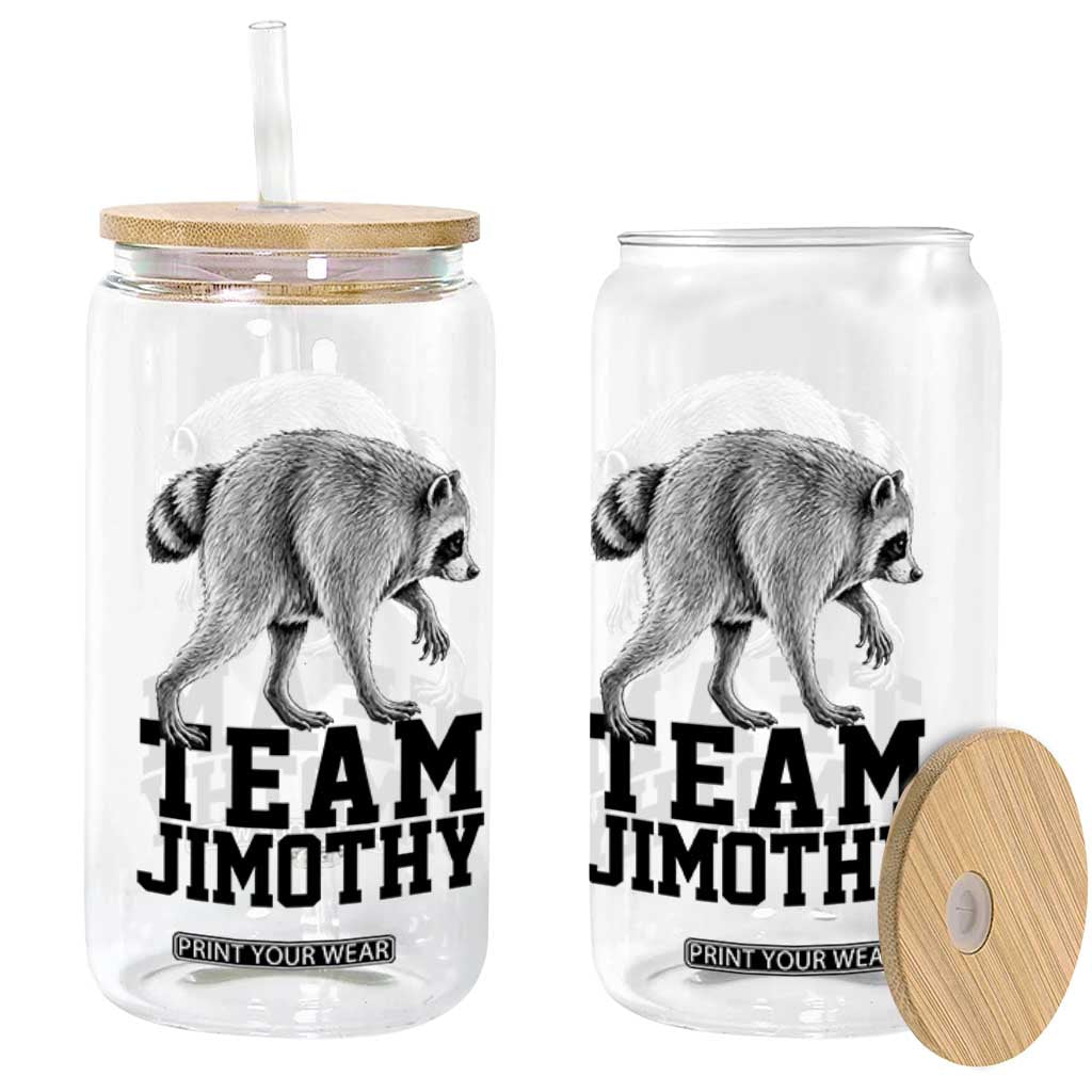 Team Jimothy Viral Seattle Raccoon Glass Can Vintage Trash Panda Meme Graphic