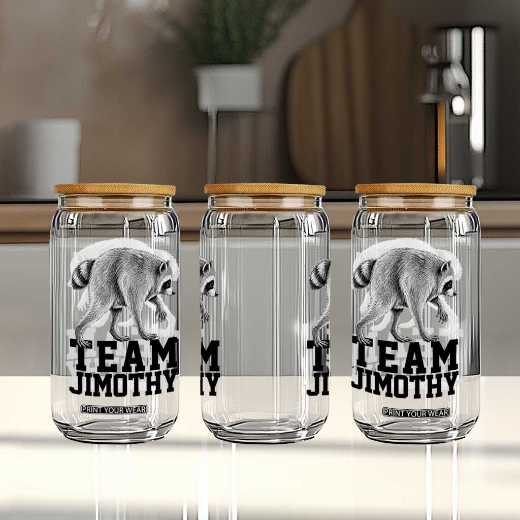 Team Jimothy Viral Seattle Raccoon Glass Can Vintage Trash Panda Meme Graphic