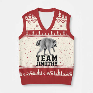 Team Jimothy Viral Seattle Raccoon V-Neck Knit Sweater Vest Vintage Trash Panda Meme Graphic
