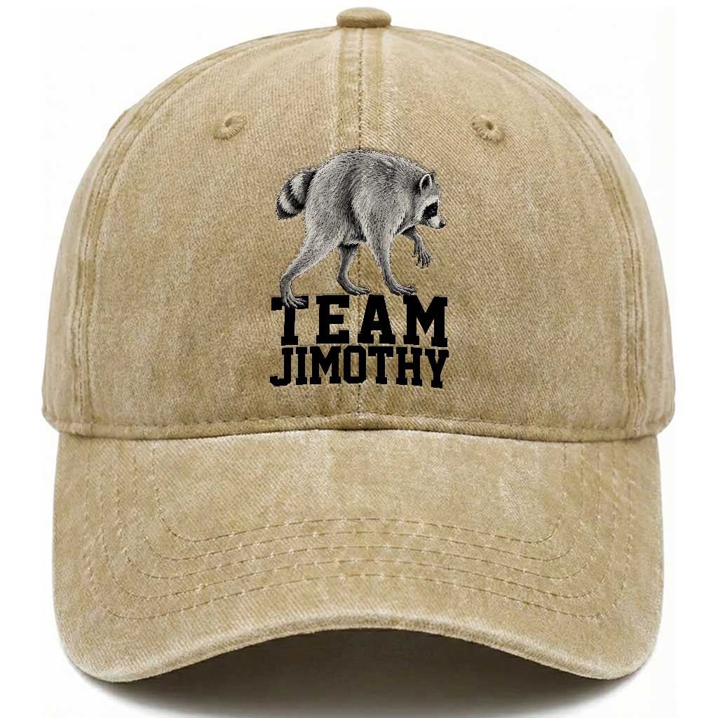 Team Jimothy Viral Seattle Raccoon Washed Cotton Baseball Cap Vintage Trash Panda Meme Graphic TS02 Print Your Wear