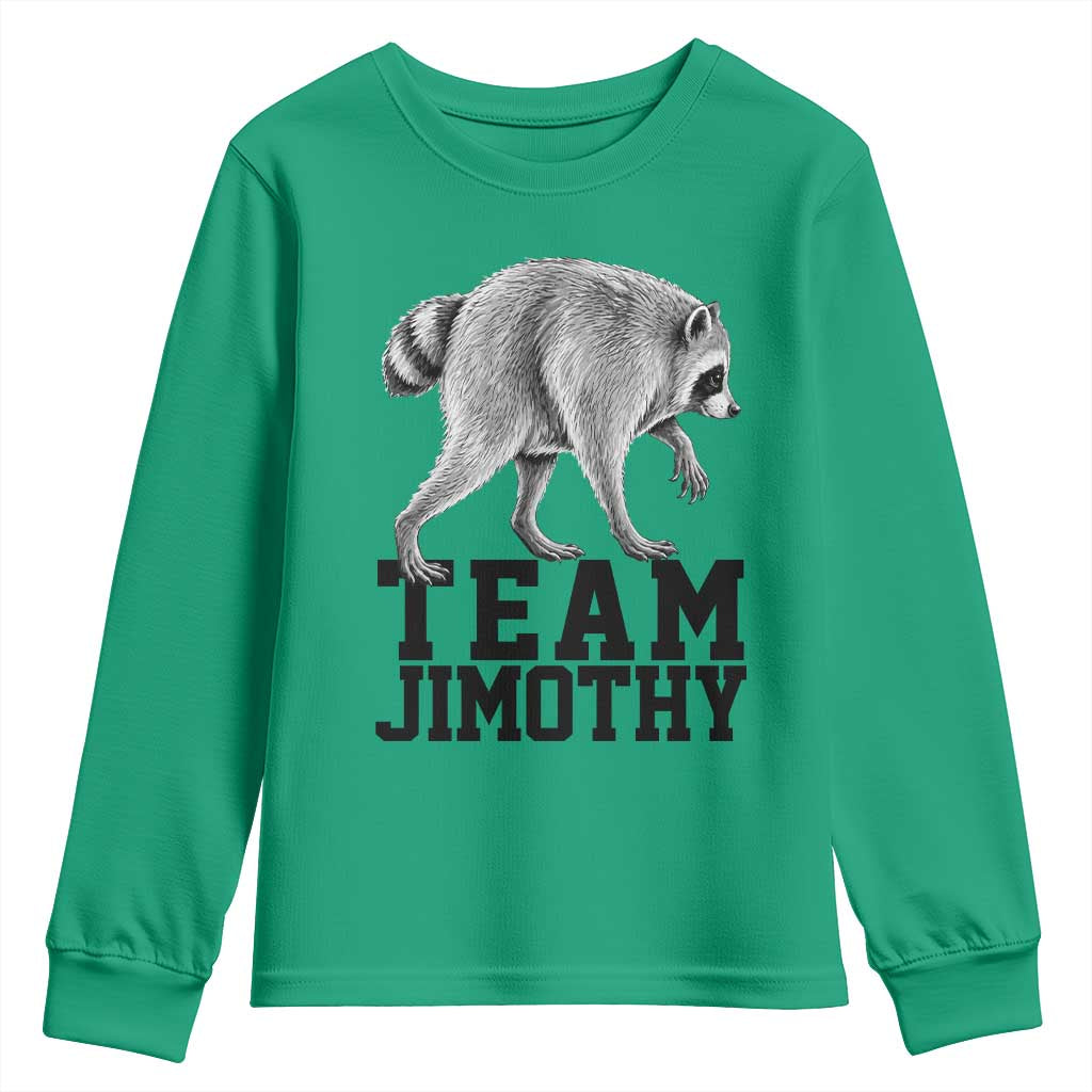 Team Jimothy Viral Seattle Raccoon Youth Sweatshirt Vintage Trash Panda Meme Graphic TS02 Irish Green Print Your Wear