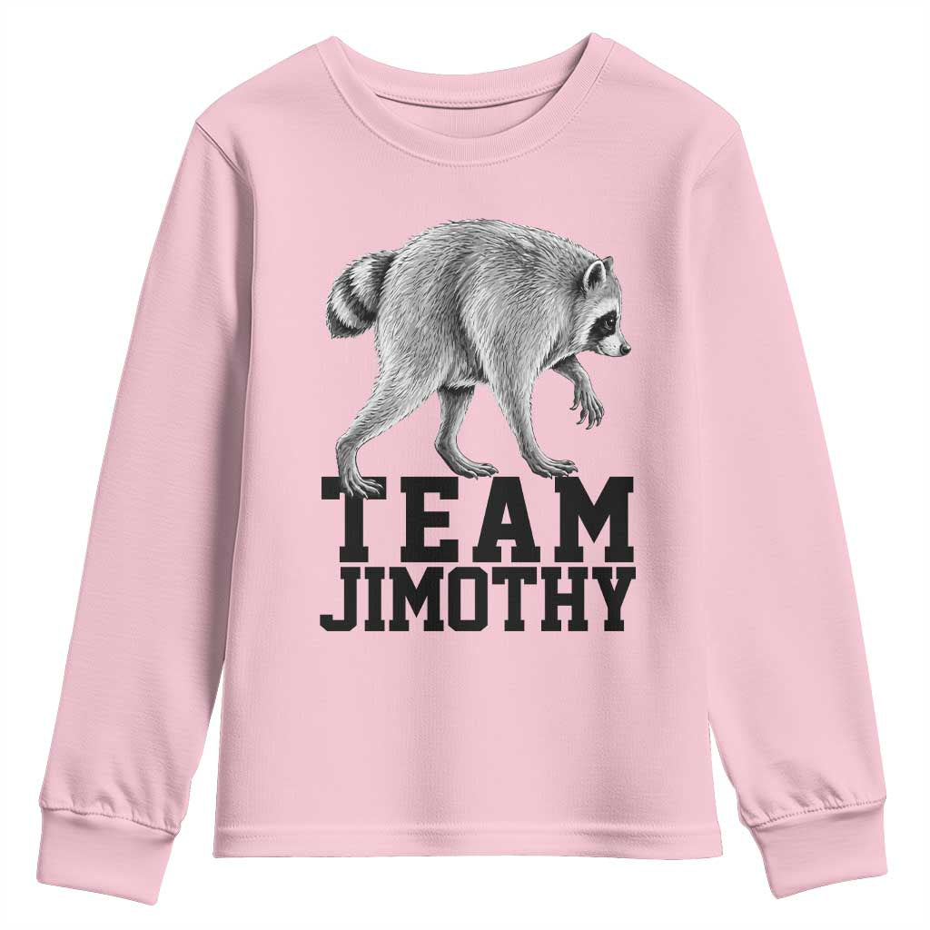 Team Jimothy Viral Seattle Raccoon Youth Sweatshirt Vintage Trash Panda Meme Graphic TS02 Light Pink Print Your Wear