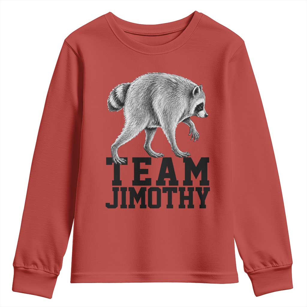 Team Jimothy Viral Seattle Raccoon Youth Sweatshirt Vintage Trash Panda Meme Graphic TS02 Red Print Your Wear