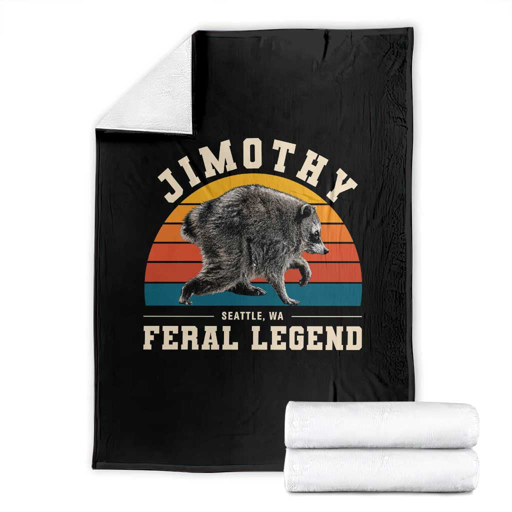 Jimothy from Seattle WA Feral Legend Raccoon Throw Blanket Viral Trash Panda Vintage Sunset Arch Graphic TS02 Black Print Your Wear