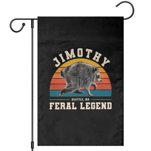 Jimothy from Seattle WA Feral Legend Raccoon Garden Flag Viral Trash Panda Vintage Sunset Arch Graphic