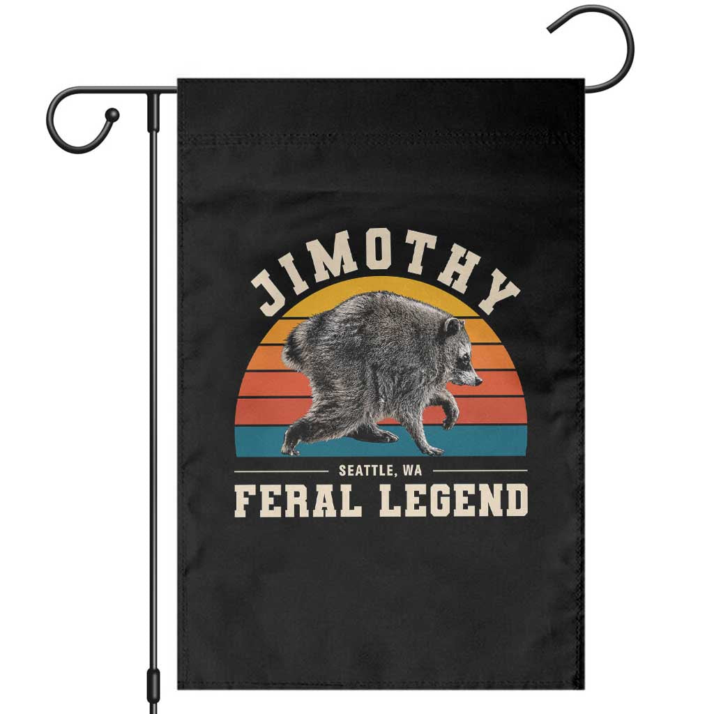 Jimothy from Seattle WA Feral Legend Raccoon Garden Flag Viral Trash Panda Vintage Sunset Arch Graphic TS02 Black Print Your Wear