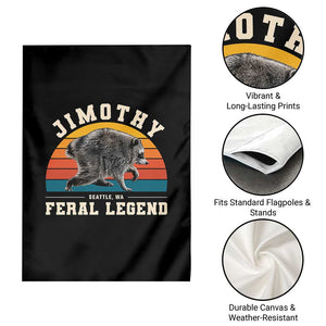 Jimothy from Seattle WA Feral Legend Raccoon Garden Flag Viral Trash Panda Vintage Sunset Arch Graphic