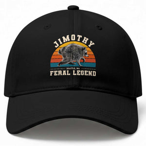 Jimothy from Seattle WA Feral Legend Raccoon Baseball Cap Viral Trash Panda Vintage Sunset Arch Graphic TS02 Print Your Wear