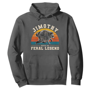 Jimothy from Seattle WA Feral Legend Raccoon Hoodie Viral Trash Panda Vintage Sunset Arch Graphic TS02 Dark Heather Print Your Wear